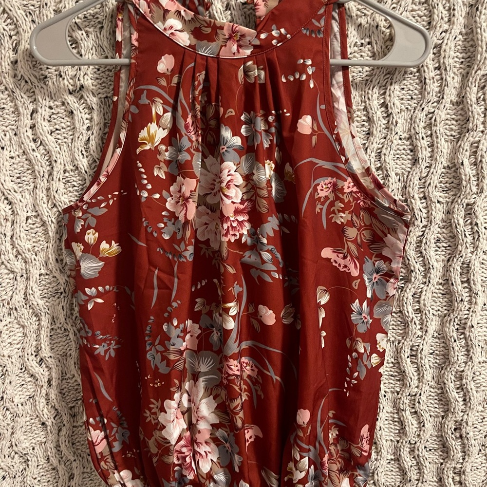 SHEIN Floral Halter Top - Red and Pink